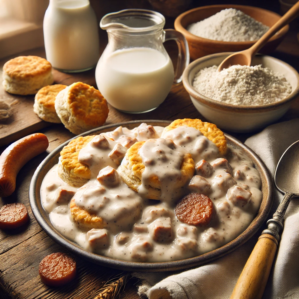 Farm-Style Sausage Gravy with Fresh Milled Flour from Dawn Farm